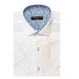 Masutto -3XL- Alberta White Linen-Cotton Short Sleeve Shirt NWT $139